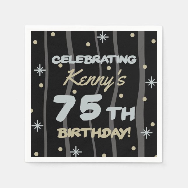 Guardanapo De Papel 75ª Festa de aniversário adicione seu nome (Frente)