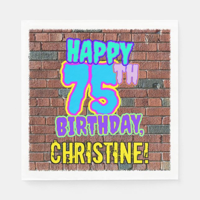 Guardanapo De Papel 75º aniversário ~ Divertido, Grafite Urbano Inspir (Frente)