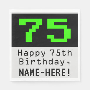 Guardanapo De Papel 75.º aniversário - Estilo Nerdy / Geeky "75" & N