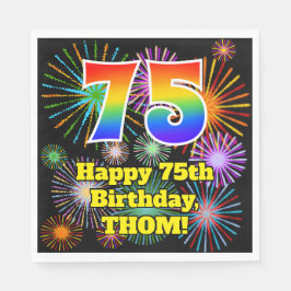 Guardanapo De Papel 75.º aniversário: Padrão divertido de fogos de art