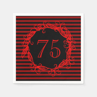 Guardanapo De Papel 75.º Aniversário Vermelho Negro Suavemente