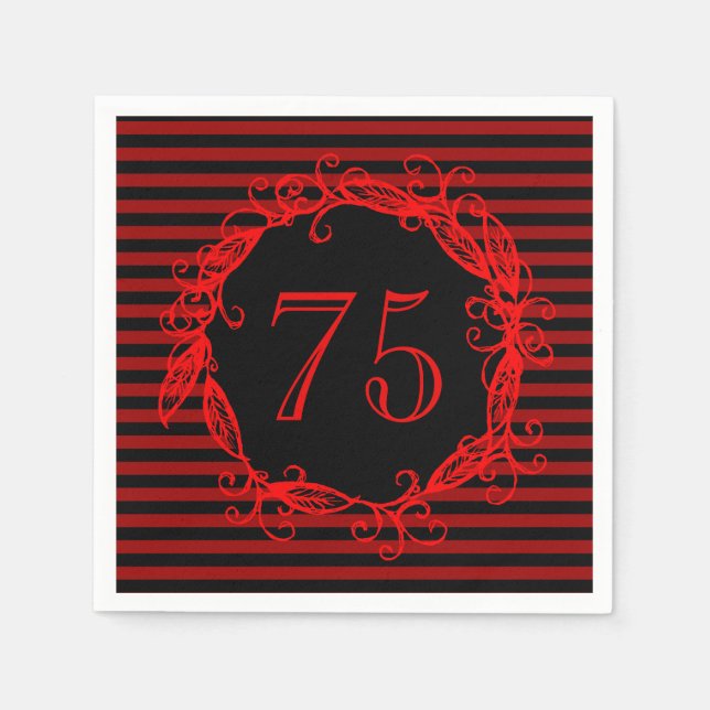 Guardanapo De Papel 75.º Aniversário Vermelho Negro Suavemente (Frente)