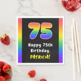 Guardanapo De Papel 75th Birthday: Rainbow Spectrum # 75, Custom Name