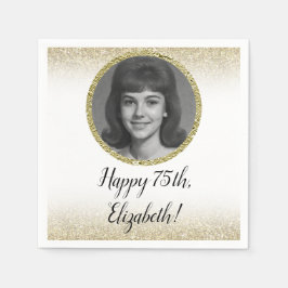 Guardanapo De Papel 75th Custom Photo White and Gold 