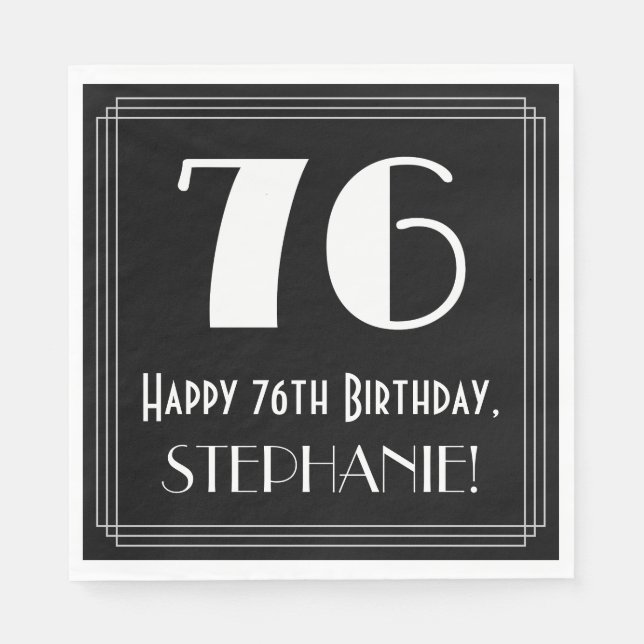 Guardanapo De Papel 76º aniversário ~ Arte Deco Inspirou "76", Nome (Frente)