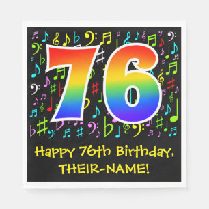 Guardanapo De Papel 76.o aniversário - Símbolos de música coloridos