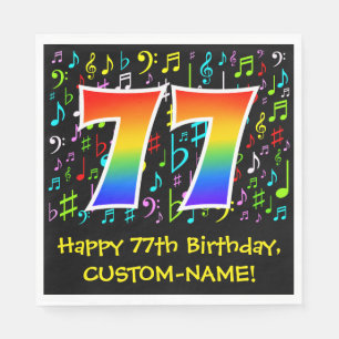 Guardanapo De Papel 77.o aniversário - Símbolos de música coloridos