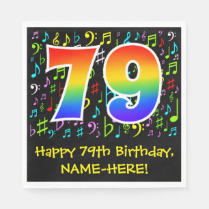 Guardanapo De Papel 79.o aniversário - Símbolos de música coloridos