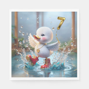 Guardanapo De Papel 7 Birthday Duck Dançando em uma poça de chuva