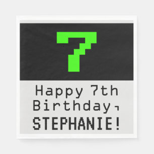 Guardanapo De Papel 7 Birthday - Estilo Nerdy / Geeky "7" & Nome