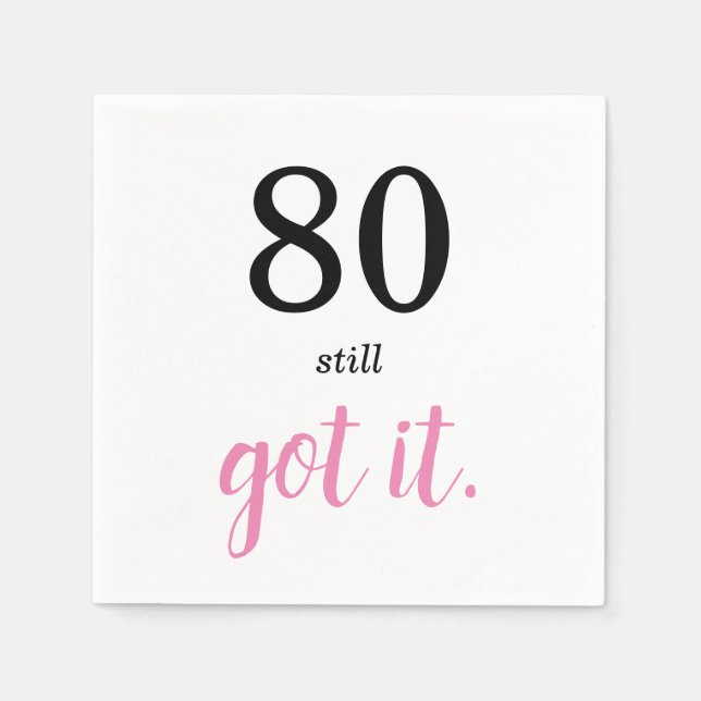 Guardanapo De Papel 80 Ainda Tem Texto Elegante De Aniversário (Frente)