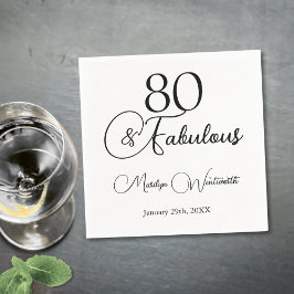 Guardanapo De Papel 80 and Fabulous 80th Birthday Black Script