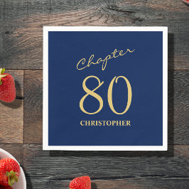 Guardanapo De Papel 80 Birthday Blue Dourado Capítulo 80