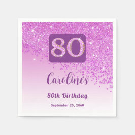 Guardanapo De Papel 80 Birthday Bonito Rosa Brilhante Napkins