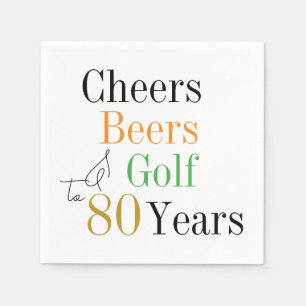 Guardanapo De Papel 80 Birthday Cheers Beers Golf - Festa Mínima