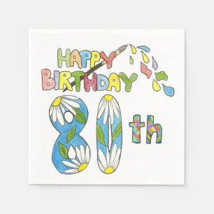 Guardanapo De Papel 80 Birthday Paper Napkins