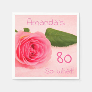 Guardanapo De Papel 80 Birthday Pink Rose Nome Personalizado Motivação