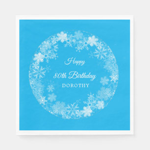 Guardanapo De Papel 80 Birthday Winter Wonderland Snowflake Blue