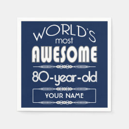Guardanapo De Papel 80 Birthday Worlds Melhor Azul Escuro Fabuloso