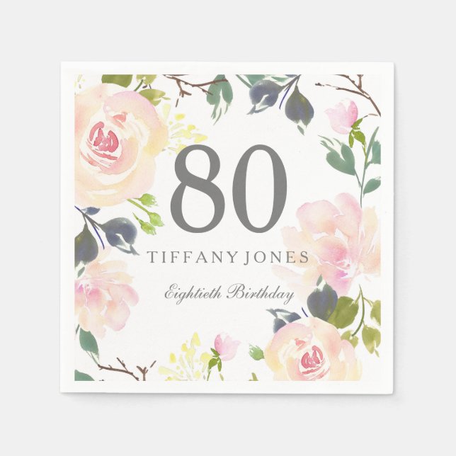 Guardanapo De Papel 80 de Flores de Aquarela Botânica (Frente)