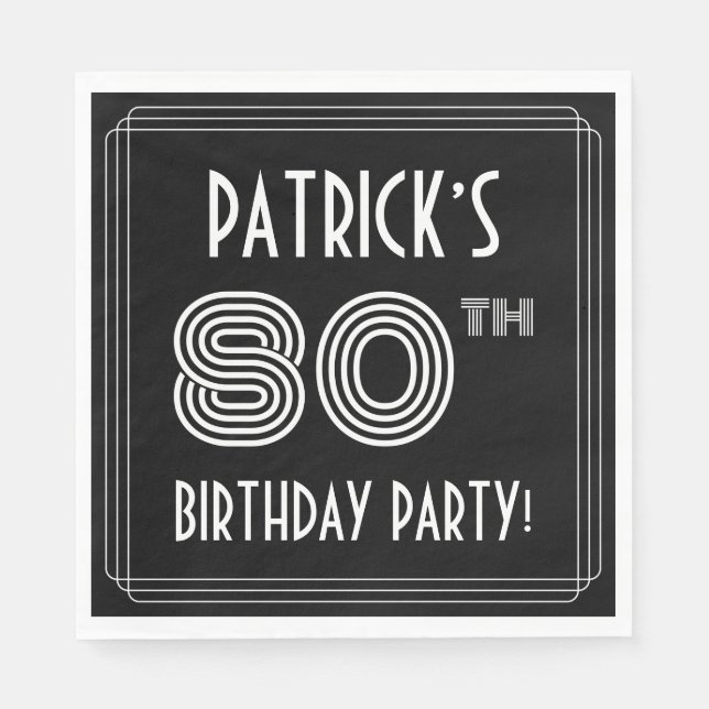 Guardanapo De Papel 80 Festa de aniversário: Estilo de Deco de Arte +  (Frente)