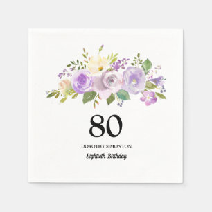 Guardanapo De Papel 80 Festa de aniversário Purple Floral Napkins