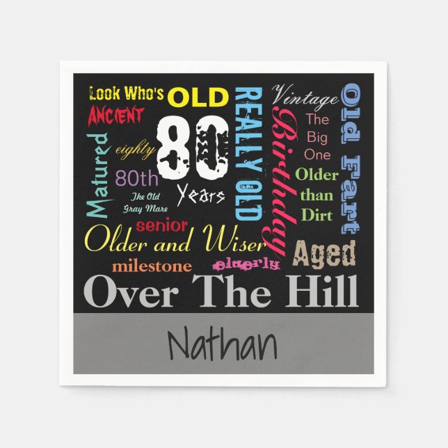 Guardanapo De Papel 80 Happy BIrthday em um estilo de Grafite (Frente)