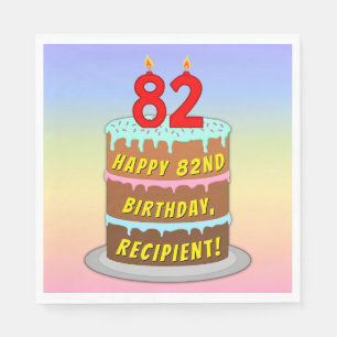 Guardanapo De Papel 82º Aniversário: Bolo e Velas Divertidas + Nome Pe