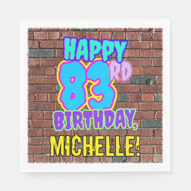 Guardanapo De Papel 83º aniversário ~ Divertido, Grafite Urbano Inspir (Frente)