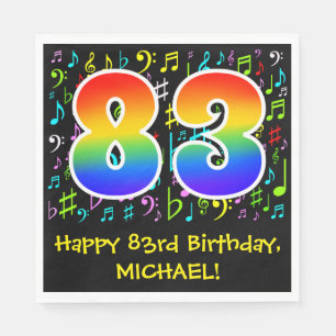 Guardanapo De Papel 83º aniversário - Símbolos de música coloridos
