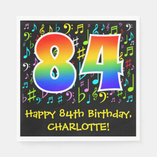 Guardanapo De Papel 84.o aniversário - Símbolos de música coloridos