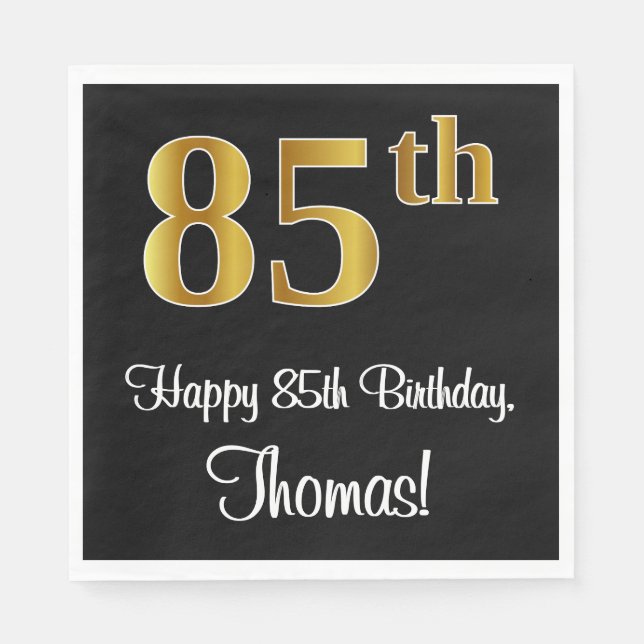 Guardanapo De Papel 85º aniversário ~ Legant Luxurious Faux Dourado Lo (Frente)