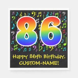 Guardanapo De Papel 86.o aniversário - Símbolos de música coloridos