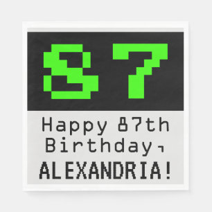 Guardanapo De Papel 87.º aniversário - Estilo Nerdy / Geeky "87" & Nom