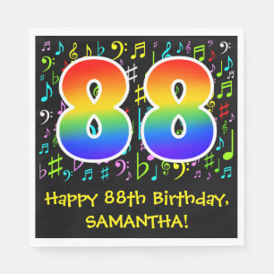 Guardanapo De Papel 88º aniversário - Símbolos de música coloridos