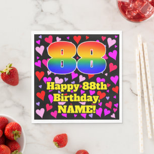 Guardanapo De Papel 88.o Aniversário: Padrão de Corações Adorávei