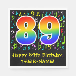 Guardanapo De Papel 89.o aniversário - Símbolos de música coloridos