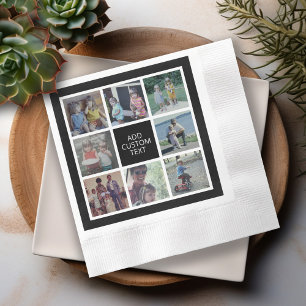 Guardanapo De Papel 8 Colagem de Fotos - branco preto - Texto Personal