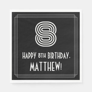Guardanapo De Papel 8.o aniversário: Art Deco Inspira "8" + Nome