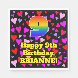 Guardanapo De Papel 9º Aniversário: Padrão de Corações Adoráveis, Arco