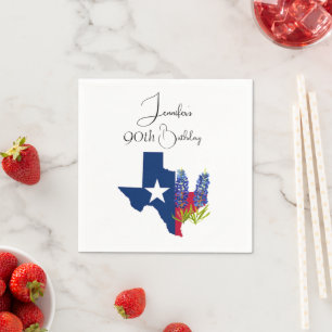 Guardanapo De Papel 90 Birthday Bluebonnets Texas Ninetieth Floral