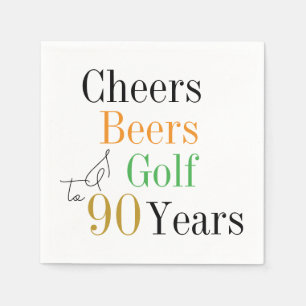 Guardanapo De Papel 90 Birthday Cheers Beers Golf - Festa Mínima