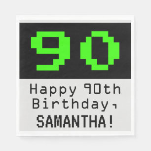 Guardanapo De Papel 90 Birthday - Estilo Nerdy / Geeky "90" & Nome