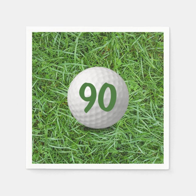 Guardanapo De Papel 90 Birthday Golf Ball em Grass Napkins (Frente)