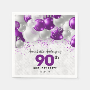 Guardanapo De Papel 90 de Aniversário do Balão Violeta Roxo