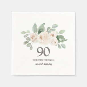 Guardanapo De Papel 90 Festa de aniversário Branca Rose Eucalyptus Na