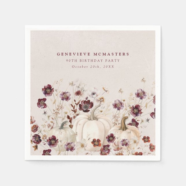 Guardanapo De Papel 90 Festa de aniversário Pumpkin Wildflower Persona (Frente)