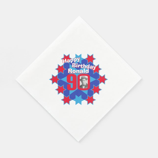 Guardanapo De Papel 90 foto de aniversário nome de estrela vermelha gu (Quina)