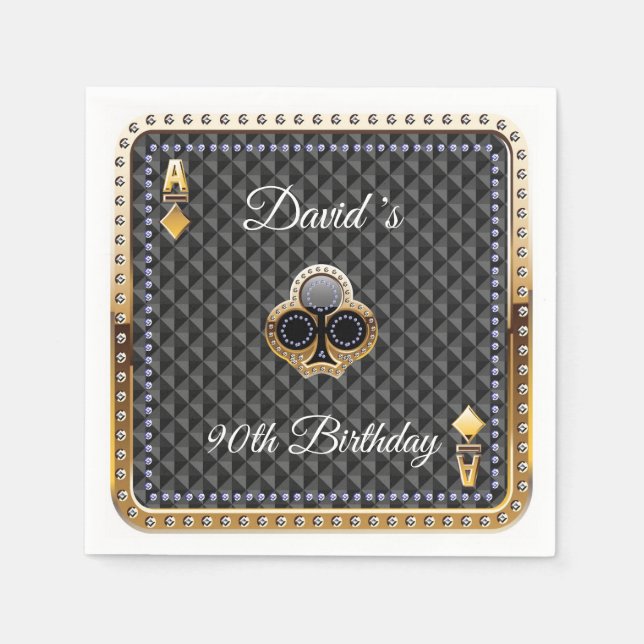Guardanapo De Papel 90 Poker Jogando Cartão Casino Aniversário Napkins (Frente)