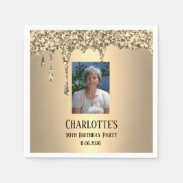 Guardanapo De Papel 90th Ninety Elegant Birthday Party Gold